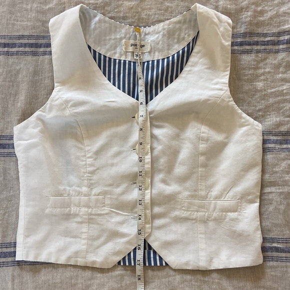 Anthropologie Porridge Vest white linen & stripes Small - Picture 7 of 7